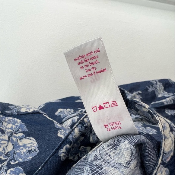 Justice | Girl’s Floral Blue Chambray Cap Short Sleeve Dress Tunic - Picture 8 of 10